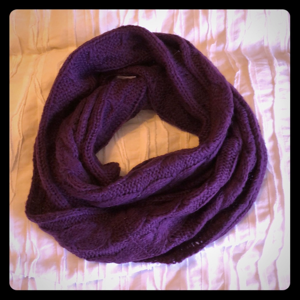 Purple cable infinity scarf